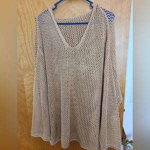Plus Size Hollowed Out Cover Up Hooded Pullover